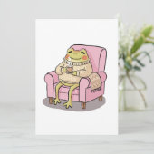 Invitation Cozy Frog Drinking Tea On Sofa Illustration (Debout devant)