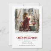 Invitation Cozy girl awaits Santa printable Christmas invite (Devant)