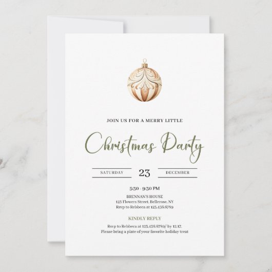 Invitation Cozy Neutral Sage Green Scandinavian Christmas  (Devant)