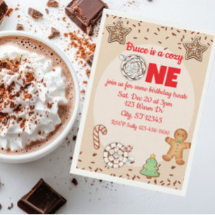 Invitation Cozy One, chocolat chaud hiver 1er anniversaire