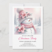 Invitation Cozy Pink Coquette Snowman Editable Christmas Kids (Devant)