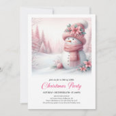 Invitation Cozy Pink Snowman Kids Editable Digital Christmas (Devant)