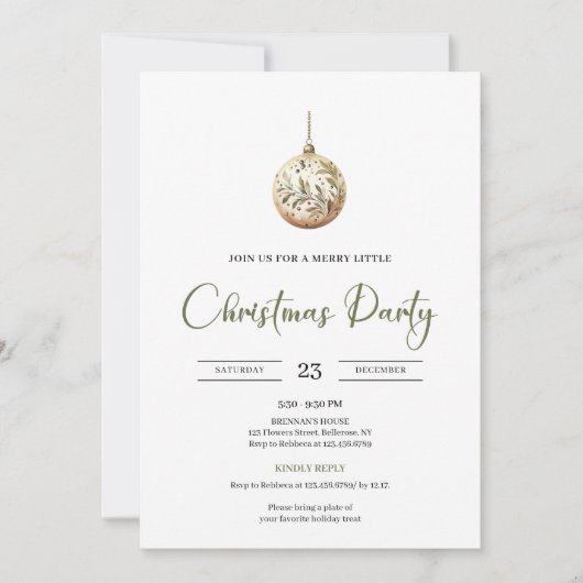 Invitation Cozy Sage Scandinavian Minimalist Style Holiday (Devant)