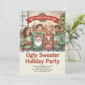 Invitation Cozy Ugly Sweater Holiday Party Hand Painted (Debout devant)