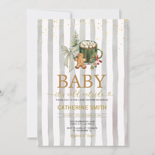 Invitation Cozy Winter Cocoa Bow Baby Shower (Devant)