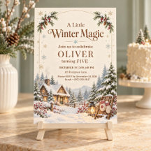 Cozy Winter Magic Kids Birthday Snowy Cottage