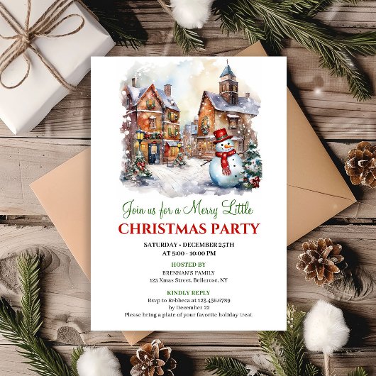 Invitation Cozy winter scene holiday celebration invite