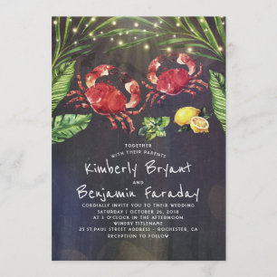 Invitation Crab Beach Palm String Mariage