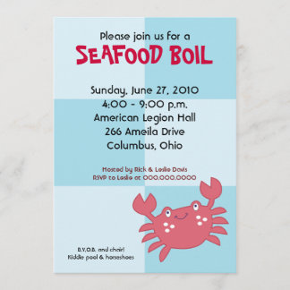 Invitation CRAB BOIL Fête de fruits de mer 5x7 Baby shower d'