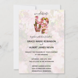 Invitation Crabappes roses Blossoms AMOUR Mariage