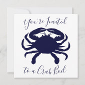 Invitation Crabe bleu blanc et foncé bouillie Anniversaire (Devant)