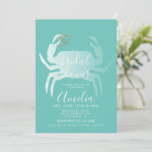 Invitation Crabe Crustacé Sarcelle Océan Shower de Mariée (Debout devant)