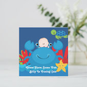 Invitation Crabe et amis de la mer 1 an Anniversaire Fête Inv (Debout devant)