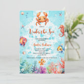 Invitation Crabe mou sous la mer Créatures Baby shower (Debout devant)