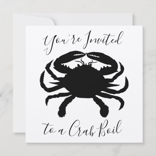 Invitation Crabe noir Silhouette Fruits de mer bouillonner An (Devant)