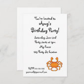 Invitation Crabe orange (Devant / Derrière)