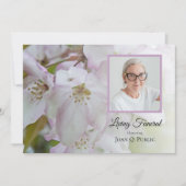 Invitation Crabe rose blanc Fleurs de pomme Vivant Fête funér (Devant)