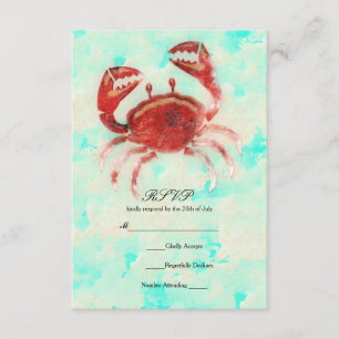 Invitation Crabe rouge Elegant Beach Fiançailles Mariage RSVP