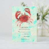 Invitation Crabe Rouge Élégant Plage Fiançailles Mariage RSVP (Debout devant)