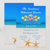 Invitation Crabe Rouge Étoile de Mer Lowcountry au (Devant / Derrière)