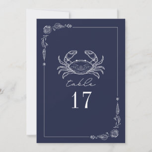 Invitation Crabe rustique bleu foncé Mariage Numéro de tablea