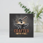 Invitation Crafted With Fire – Rustic Artisan Sticker (Debout devant)