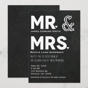 Invitation Craie de tableau noir Mariage de M. et Mme