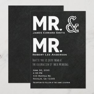 Invitation Craie de tableau noir Mariage gay de M. et M. Fian