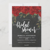 Invitation craie d'invitation à la nuptiale fleurie roses rou (Devant)