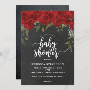 Invitation craie florale d'invitation de baby shower de roses