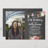 Invitation Craie rustique de fête d'anniversaire de photo de (Devant / Derrière)