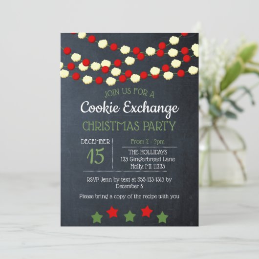 Invitation Cranberry et Popcorn Rustic Chalkboard Noël (Debout devant)
