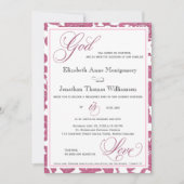 Invitation Cranberry Lace Dieu est Amour Mariage chrétien (Devant)