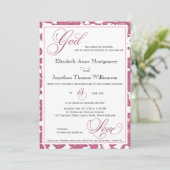 Invitation Cranberry Lace Dieu est Amour Mariage chrétien (Debout devant)
