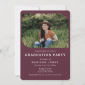 Invitation Cranberry Modern Script 4 Photos Graduation Party (Dos)