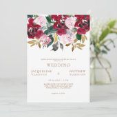 Invitation Cranberry & Pink Floral Pas de Mariage parent (Debout devant)