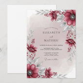 Invitation Cranberry Red Lush Winter Wedding (Devant / Derrière)