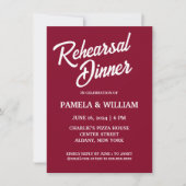 Invitation Cranberry Red Simple Dîner de répétition Mariage (Devant)