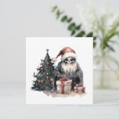 Invitation Crâne à Santa chapeau avec arbre de Noël gothique (Debout devant)