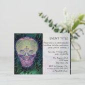 Invitation Crâne à sucre aux couleurs arc-en-ciel, coeurs (Debout devant)