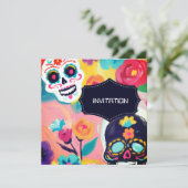 Invitation Crâne à sucre coloré Dia De Los Muertos (Debout devant)