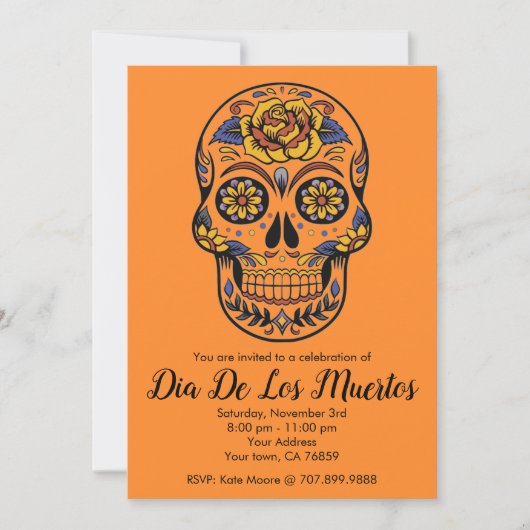 Invitation Crâne à sucre Dia De Los Muertos (Devant)