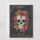 Invitation Crâne à sucre fleuri Sweet 16 Anniversaire (Devant)
