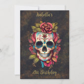 Invitation Crâne à sucre fleuri Sweet 16 Anniversaire (Devant)