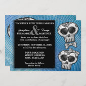 Invitation Crâne à sucre noir et blanc moderne Mariage élégan (Devant / Derrière)