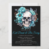 Invitation Crâne Adulte Mangez Boire & Soyez Effrayant Hallow (Devant)