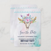 Invitation Crâne animal Boho avec papillons et fleurs (Devant / Derrière)