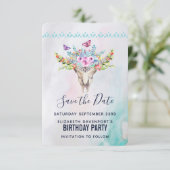 Invitation Crâne animal Boho avec papillons et fleurs (Debout devant)