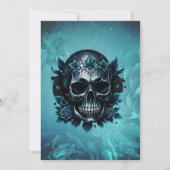 Invitation Crâne bleu foncé avec rose (Dos)