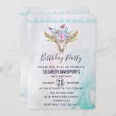Invitation Crâne Boho avec papillons et fleurs Anniversaire (Devant / Derrière)